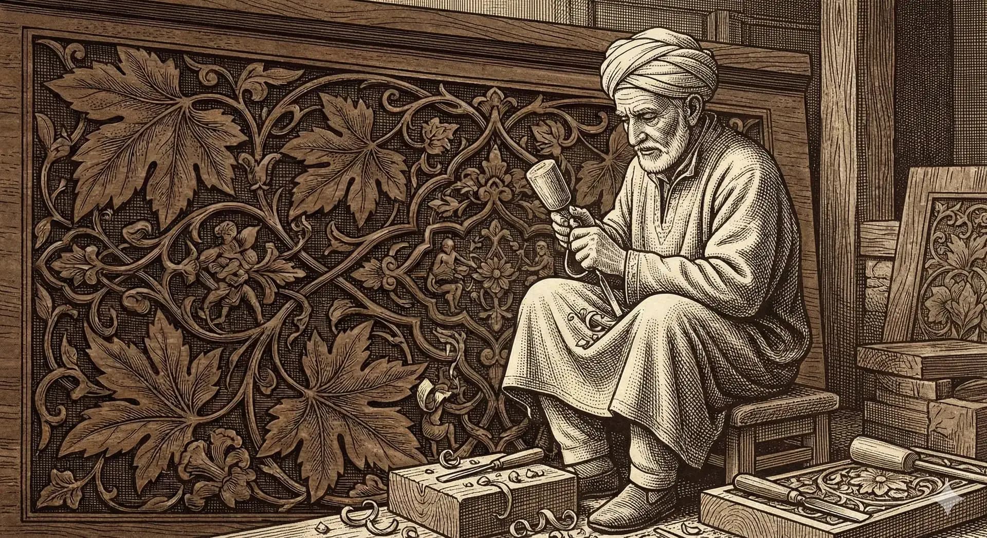 Kashmiri artisan weaving at a traditional loom